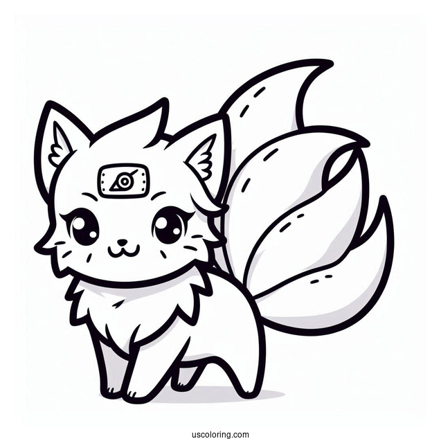 Cute Nine Tails Fox Naruto Coloring Page For Preschoolers
