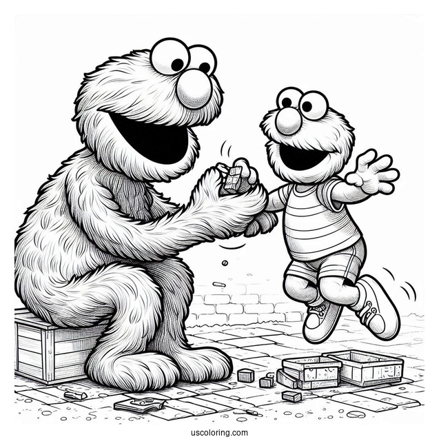 Elmo Playing With Kid Muppet