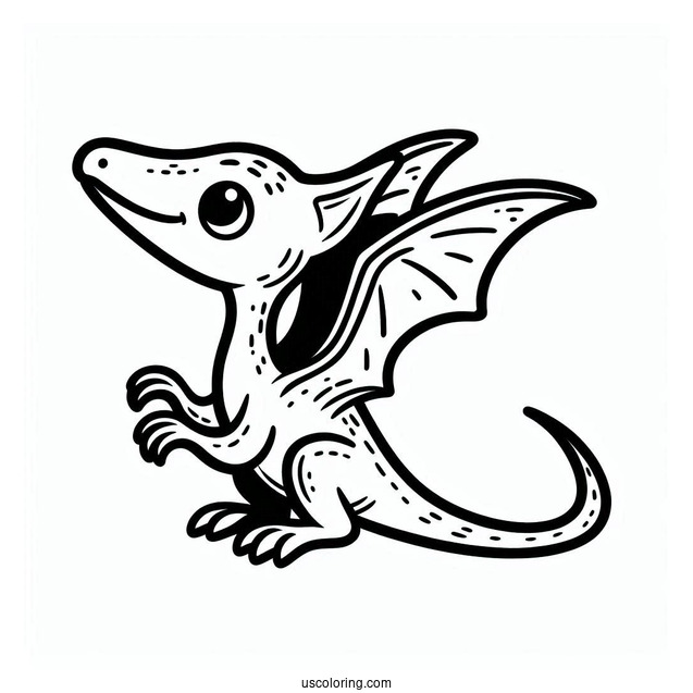 Cute Pterodactyl Coloring Page For Preschoolers