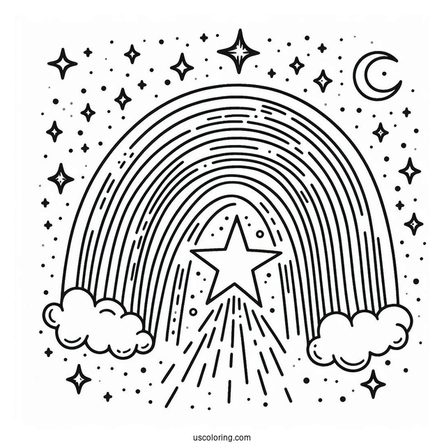 Rainbow Shooting Star Coloring Page