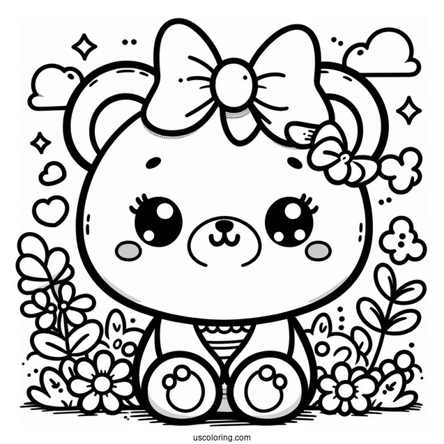Kawaii Bear Coloring Page For Preschoolers