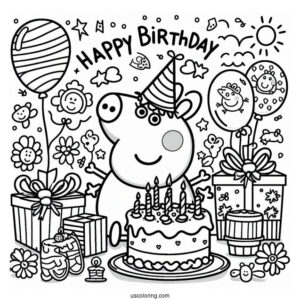 Happy Birthday Peppa Pig Coloring Sheet