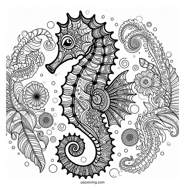 Seahorse Mandala Coloring Page For Adults