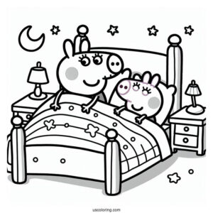 Peppa And George Going To Bed Coloring Page