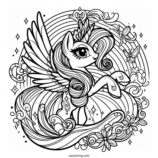 Cool Rarity Coloring Page With Rainbow Background