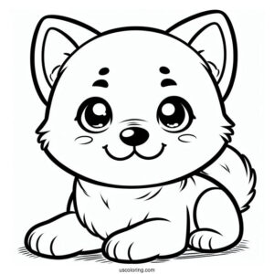 Cute Shiba Inu Puppy Smiling Coloring In