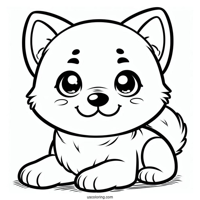 Cute Shiba Inu Puppy Smiling Coloring In