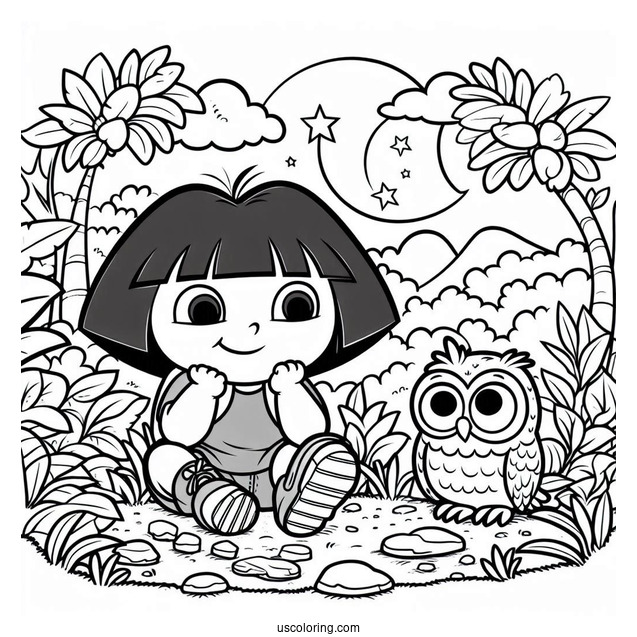 Dora And Boots Quietly Creeping Coloring PAge