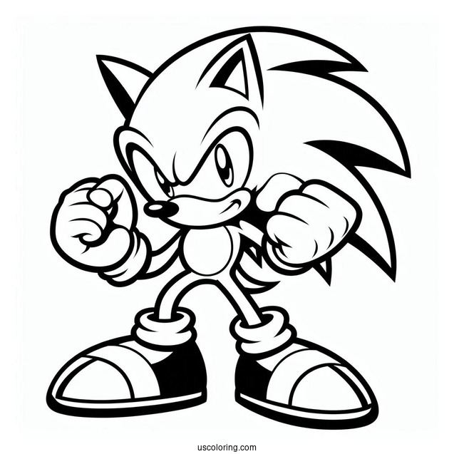 Sonic The Werehog In Fighting Stance Coloring Page
