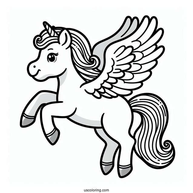 Simple Cute Pegasus Coloring Page For Kids