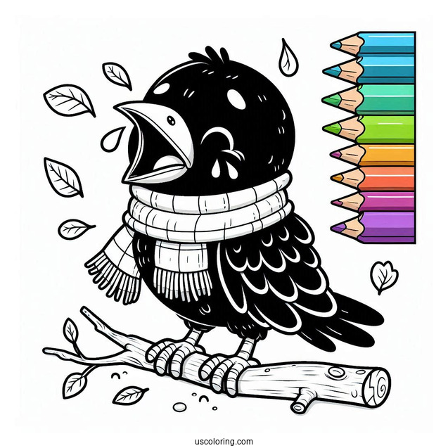 Easy Baby Raven Coloring Page Crying For Food For Preschoolers