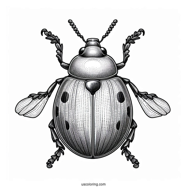 Top View Orange Lady Beetle Coloring Page