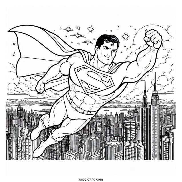 Superman Flying Through City Skyline