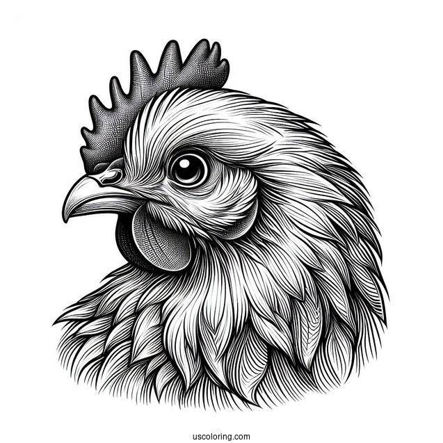 Realistic Chicken Head With Detailed Feathers