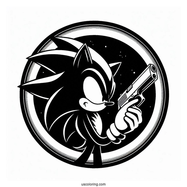 Shadow Coloring Page Of Holding Gun While Inside Ring