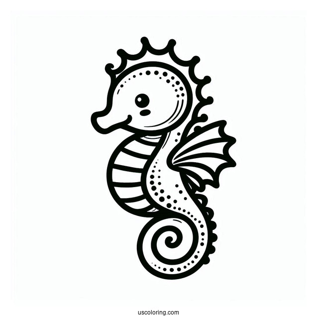 Easy Outline Of a Baby Seahorse To Color