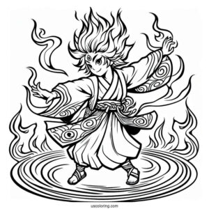 Tanjiro Coloring Page Dance Of The Fire God Technique