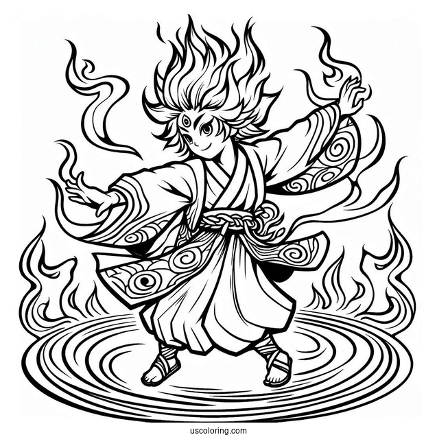 Tanjiro Coloring Page Dance Of The Fire God Technique