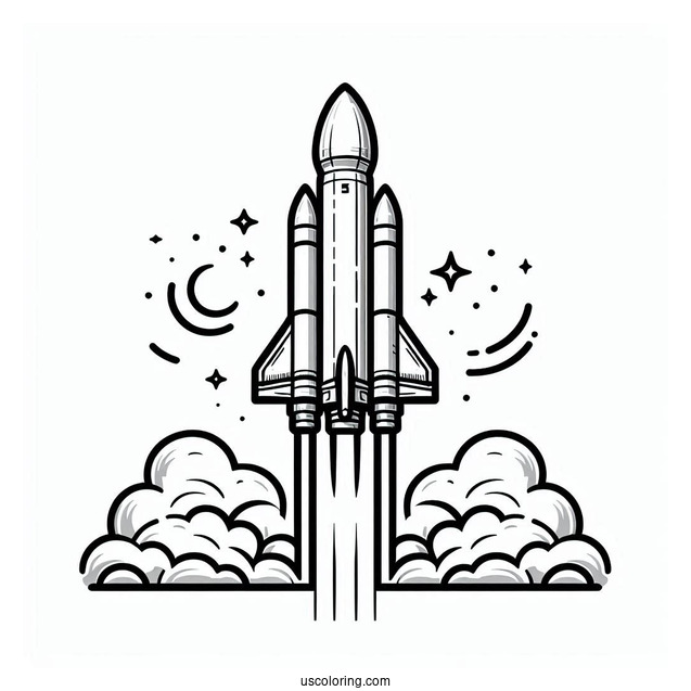 Coloring Page Of SpaceX Falcon Rocket Booster