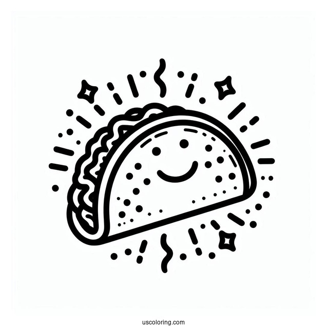 Easy Taco Coloring Page Outline For Preschoolers