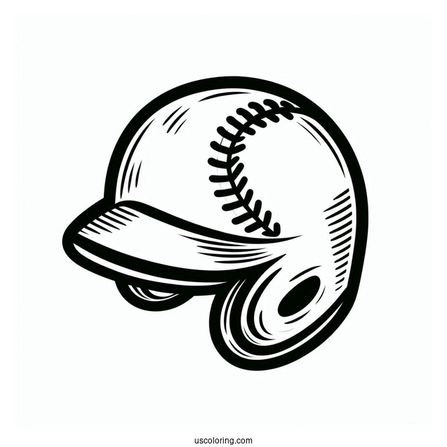 Simple Outline Of a Baseball Helmet
