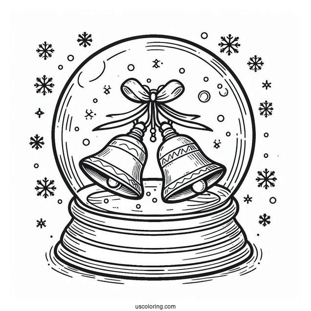 Christmas Bells Snow Globe Coloring Page