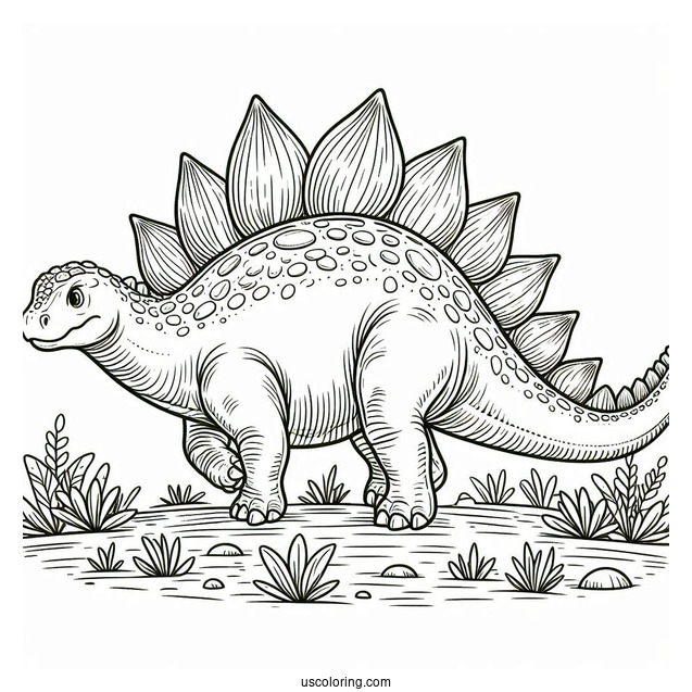 Large Stegosaurus Coloring Page Walking