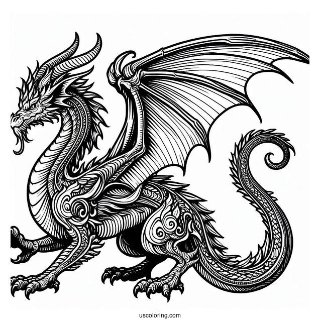 Ancient Looking Dragon To Color