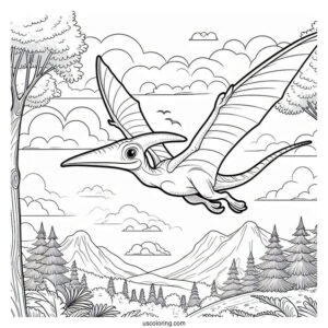 Pteranodon Flying In The Sky Coloring Sheet