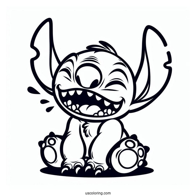 Laughing Stitch Coloring Sheet For Kids