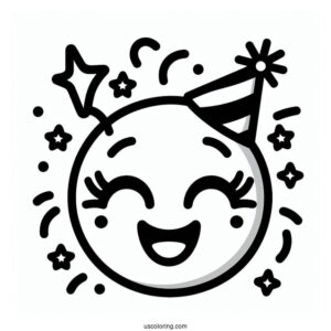 Partying Face Emoji Coloring Page