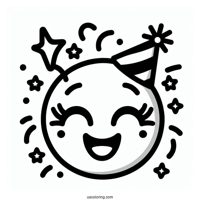 Partying Face Emoji Coloring Page
