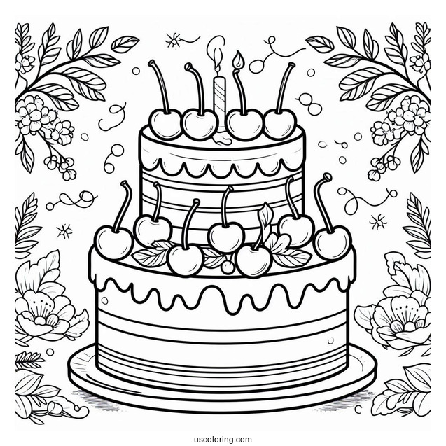 Two-Tiered Birthday Cake With Cherries