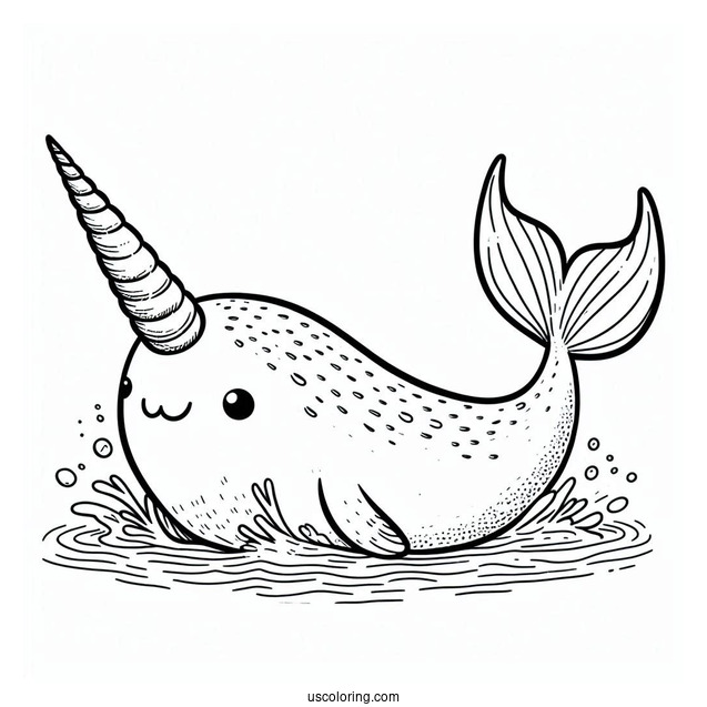 Narwhal Coloring Page With Massive Tusk
