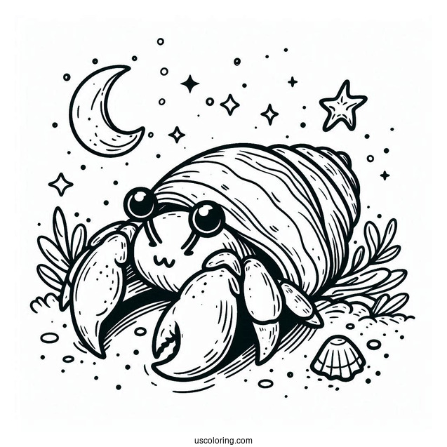 Simple Hermit Crab Coloring Page