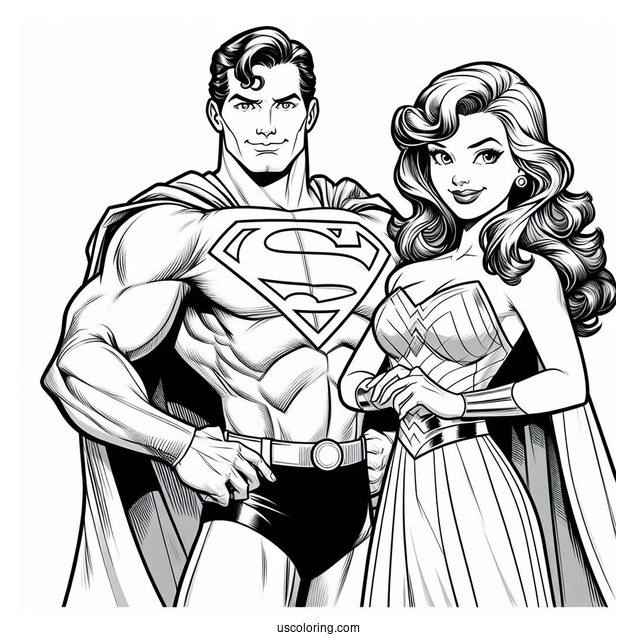 Superman With Lois Lane Coloring Sheet