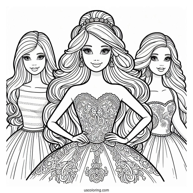 Barbie And Friends Coloring Sheet