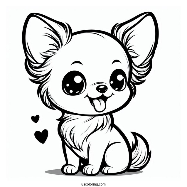 Chibi Puppy Chihuahua Coloring Page With Tongue Out For Preschoolers