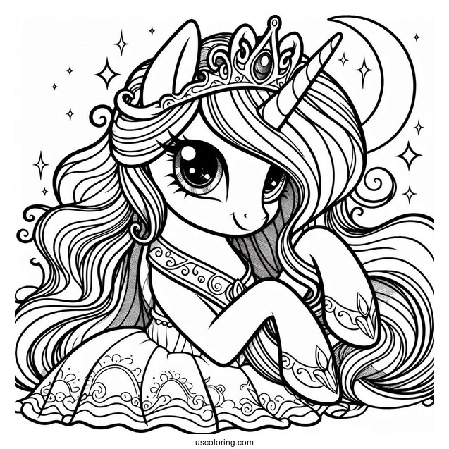 Young Princess Celestia Coloring Page And Princess Luna Playing