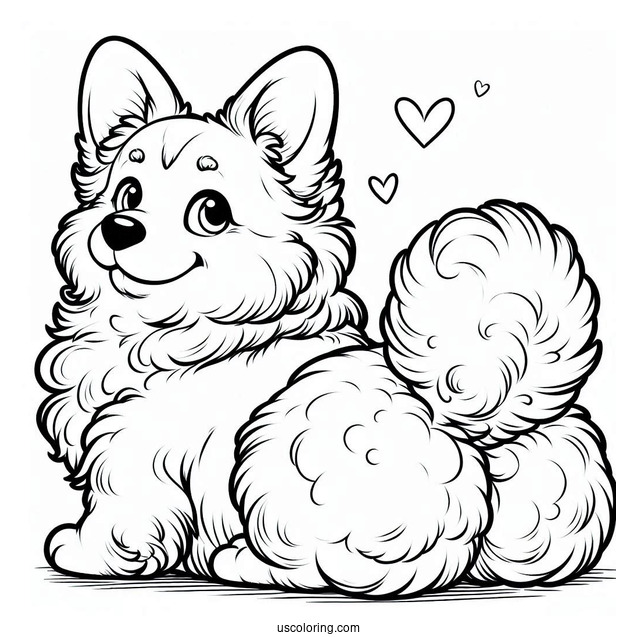 Fluffy Corgi Coloring Page Butt For Preschoolers