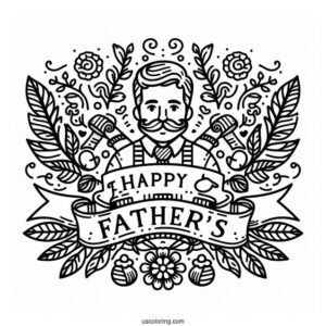 Happy Father's Day Coloring Page Of Banner