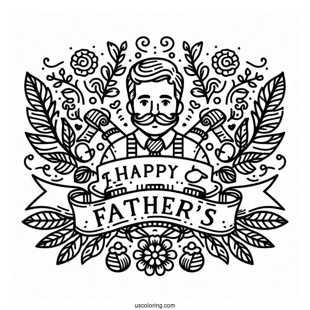 Happy Father's Day Coloring Page Of Banner