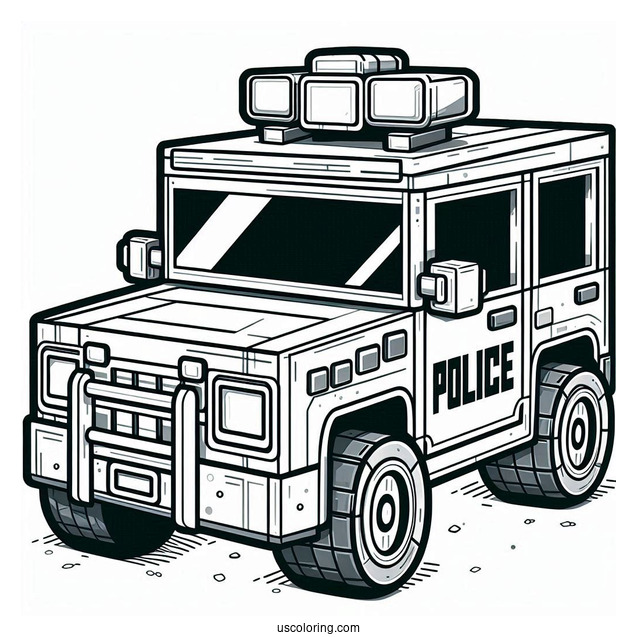 Minecraft Police Car Coloring Page