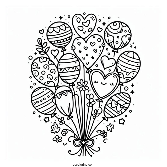 Assorted Balloons To Color For Kids