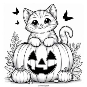 Cat Inside Big Jack-O-Lantern