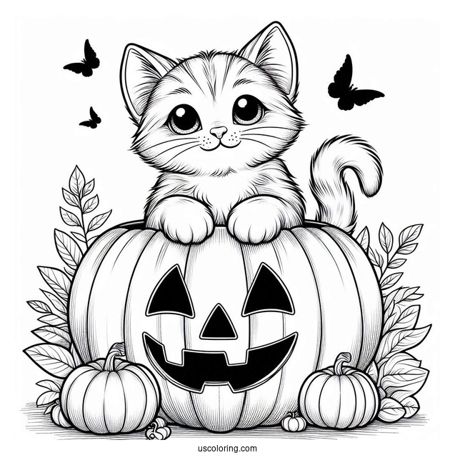 Cat Inside Big Jack-O-Lantern