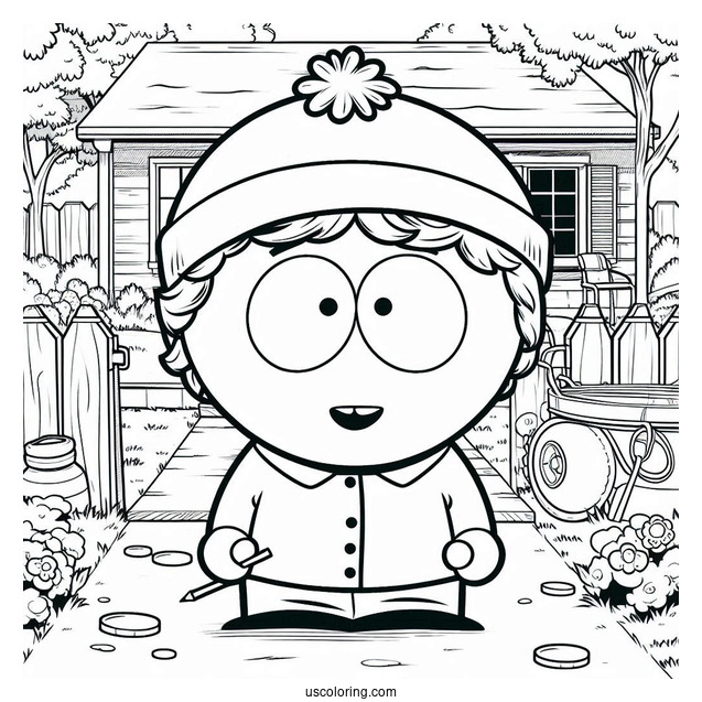 South Park Coloring Page Of Randy Marsh Standing In His Driveway