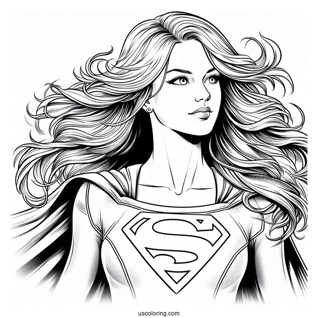 Kara Zor El Turning Into Supergirl Coloring Page