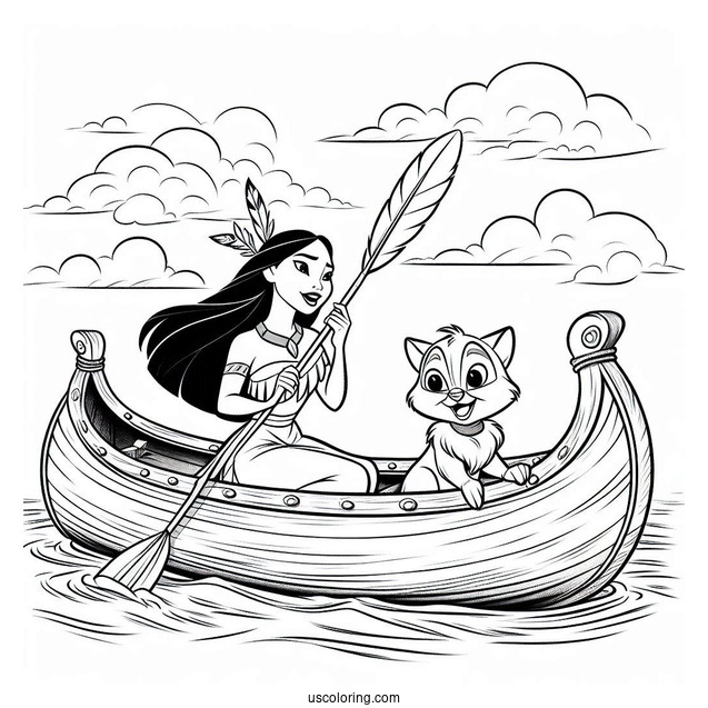 Meeko And Percy On Canoe Coloring In