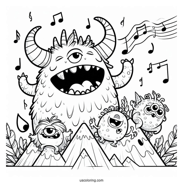 My Singing Monsters Coloring Page Of Mammott, Maw, Bowgart, And Fwog